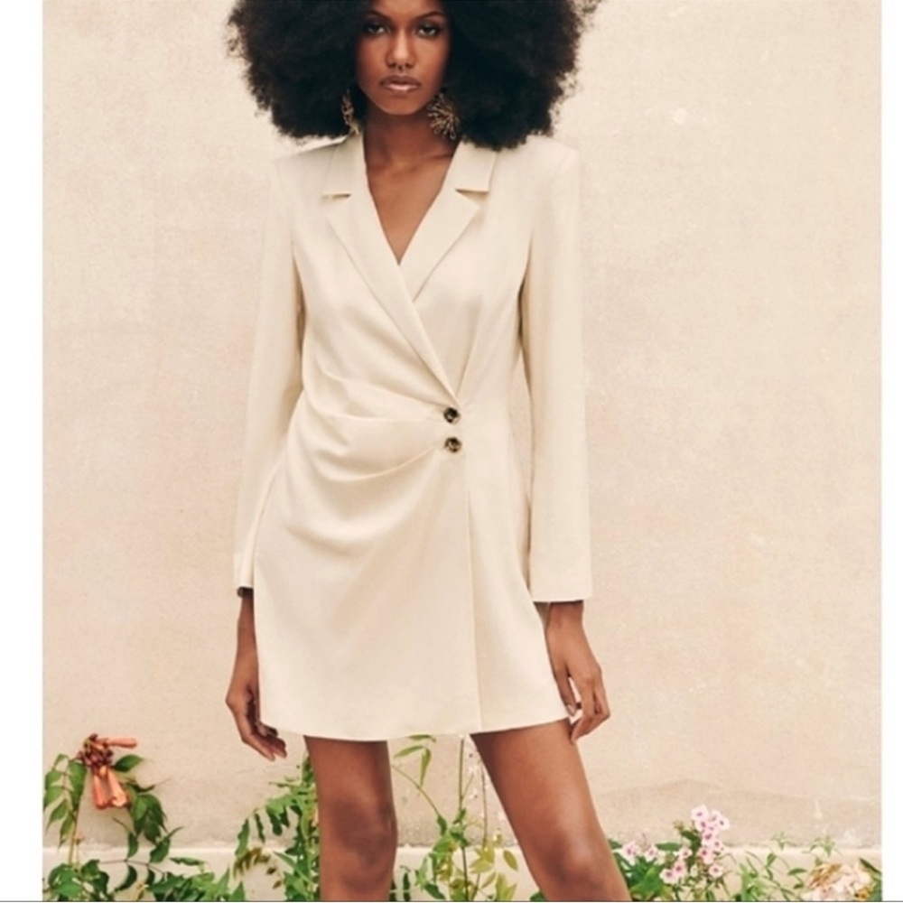 Zara linen blend blazer dress cream - Picture 2 of 10